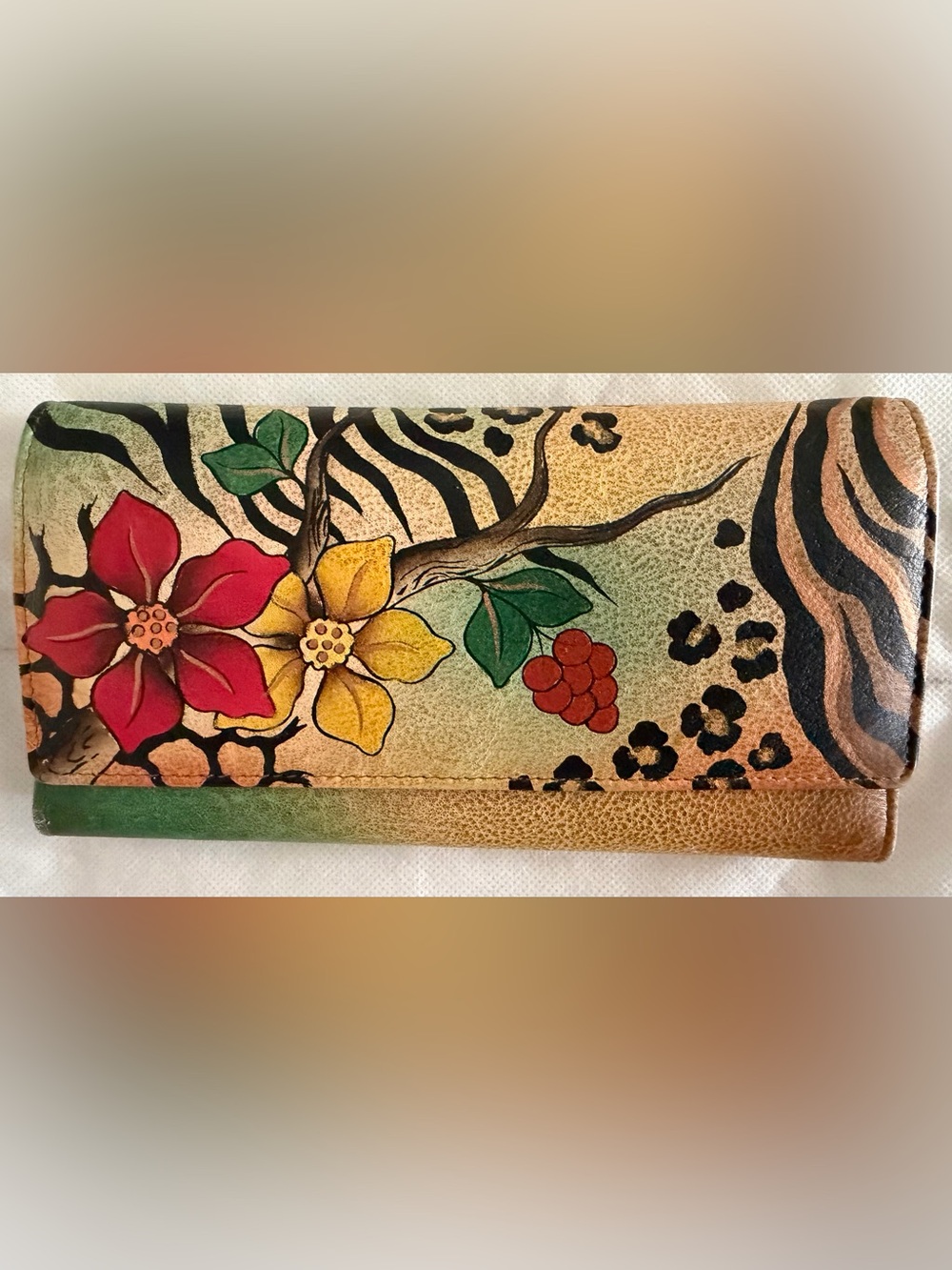 Anna by Anna Anuschka Hand-Painted Floral Leather Wallet